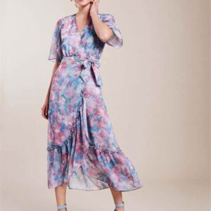 Floral Wrap Midi Dress